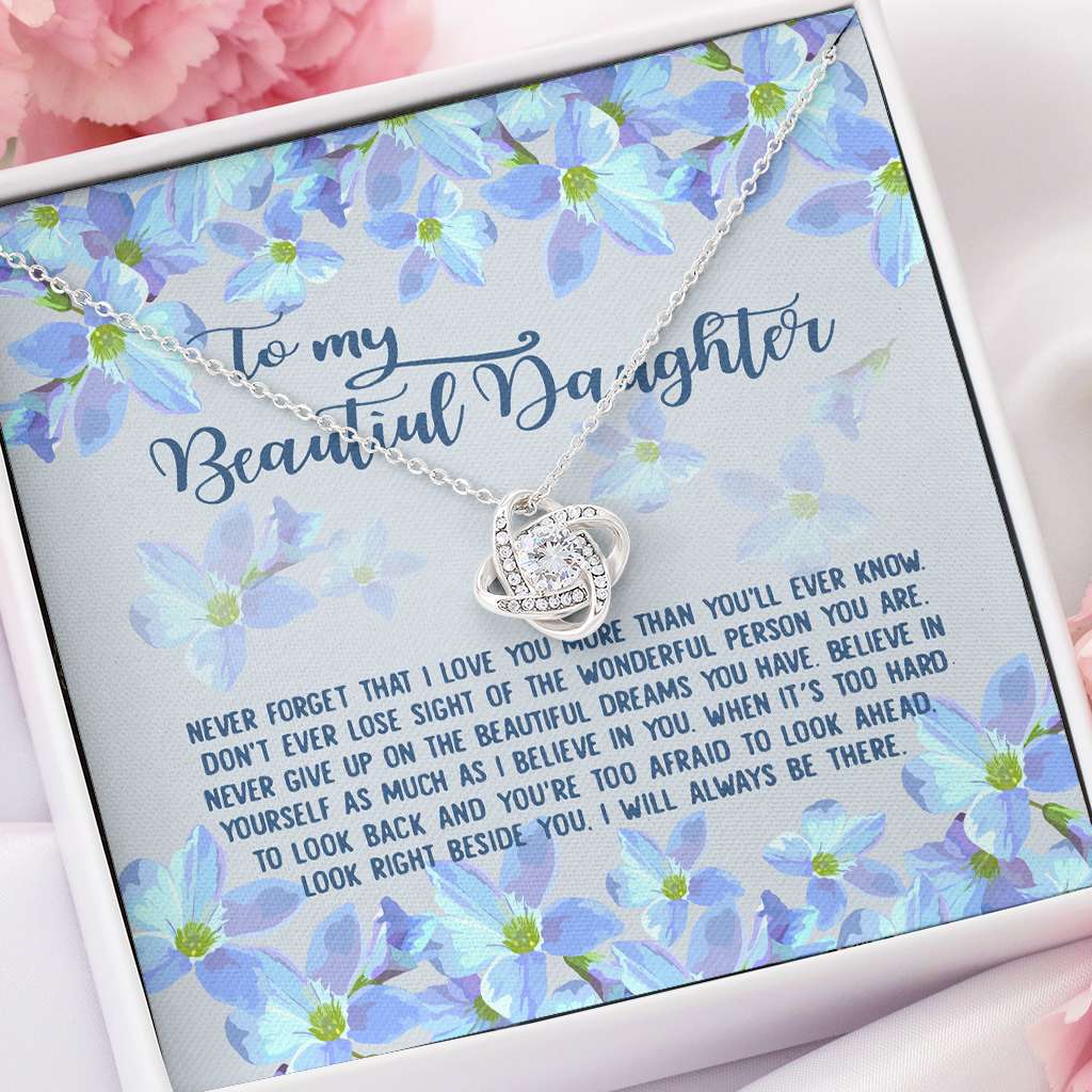 To My Daughter Last Breath Gift From Dad Mom - Daughter Love Knot Necklace 0921