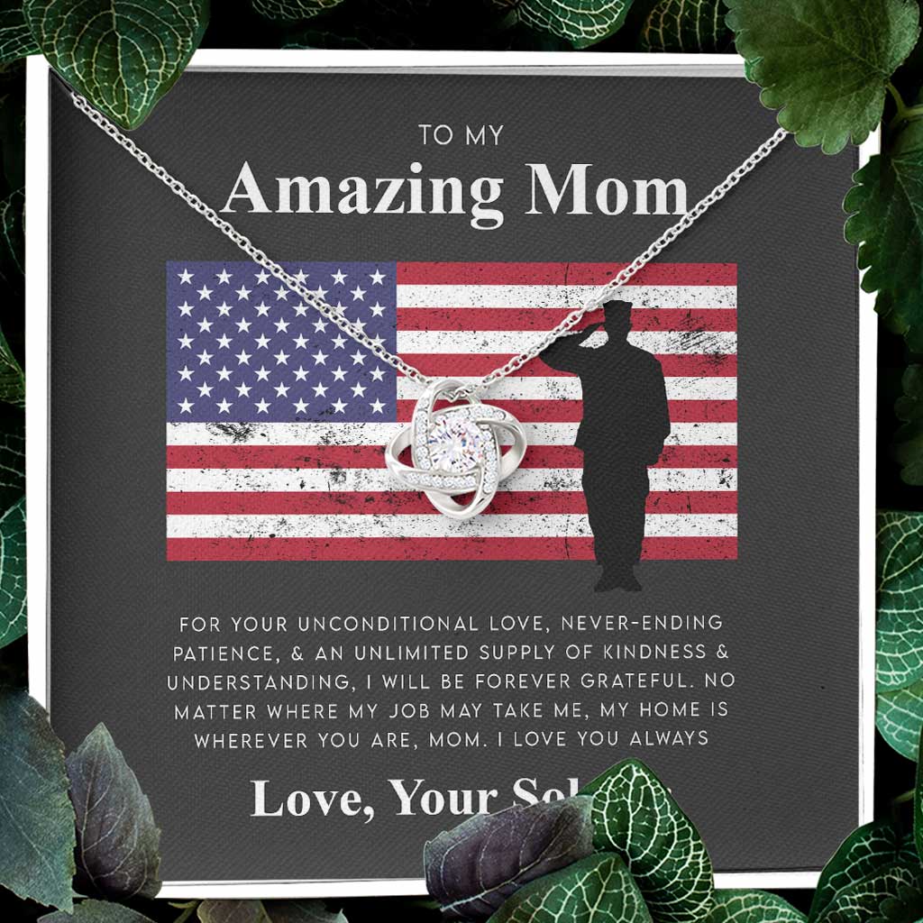 Army Mom Gift Military Mom Gift For Mom From Soldier - Mother Love Knot Necklace 0921