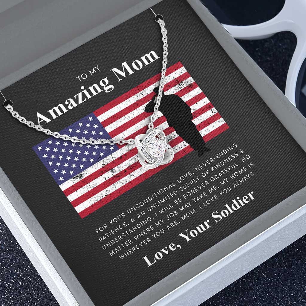 Army Mom Gift Military Mom Gift For Mom From Soldier - Mother Love Knot Necklace 0921