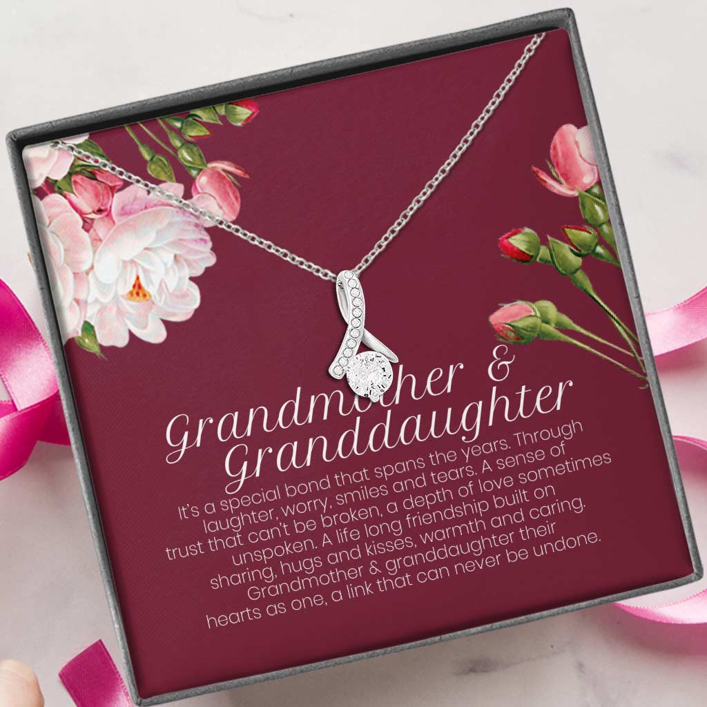 Grandmother & Granddaughter Grandma Gift Granddaughter Gift Nana Nanny - Grandma Petite Ribbon Necklace 0921
