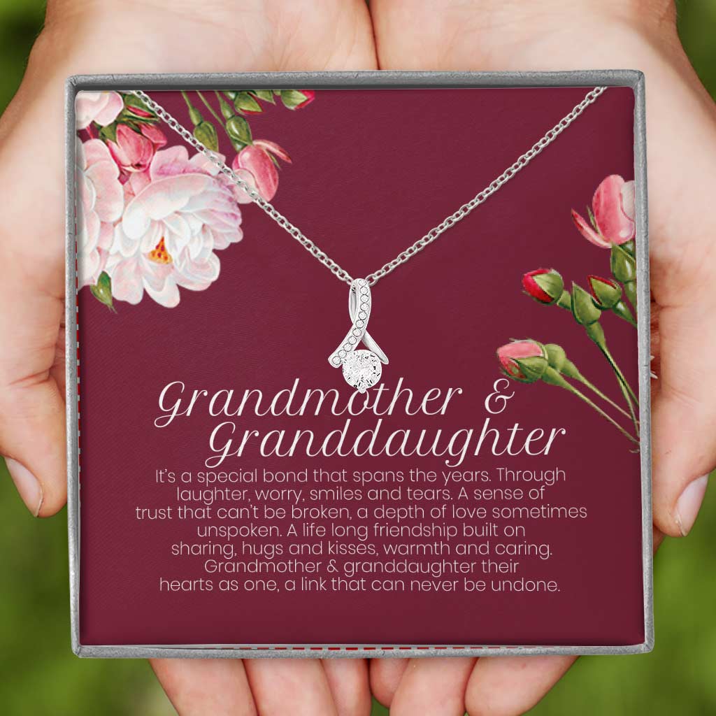 Grandmother & Granddaughter Grandma Gift Granddaughter Gift Nana Nanny - Grandma Petite Ribbon Necklace 0921