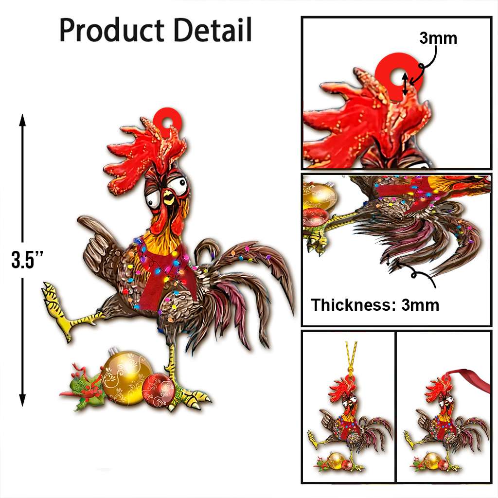 Funny Chicken With Baubles - Chicken Ornament (Printed On Both Sides) 1122