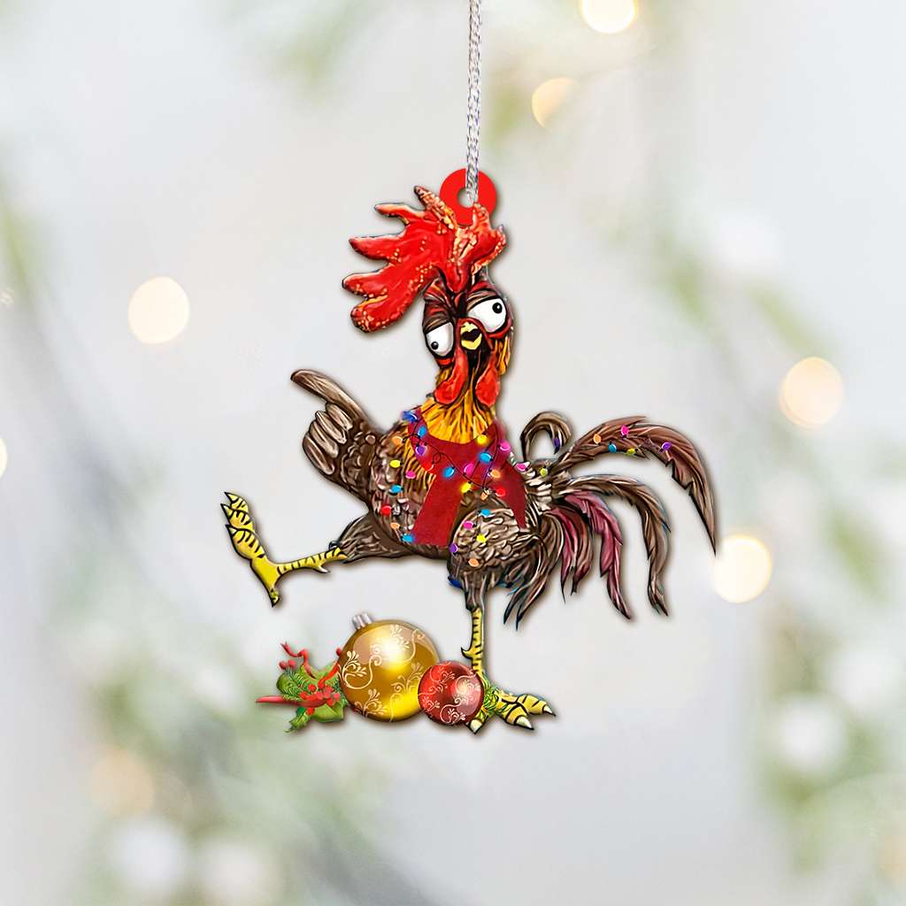 Funny Chicken With Baubles - Chicken Ornament (Printed On Both Sides) 1122