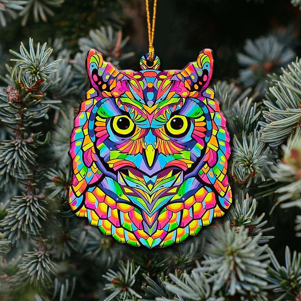 Vibrant Hippie Owl - Owl Ornament (Printed On Both Sides) 1122