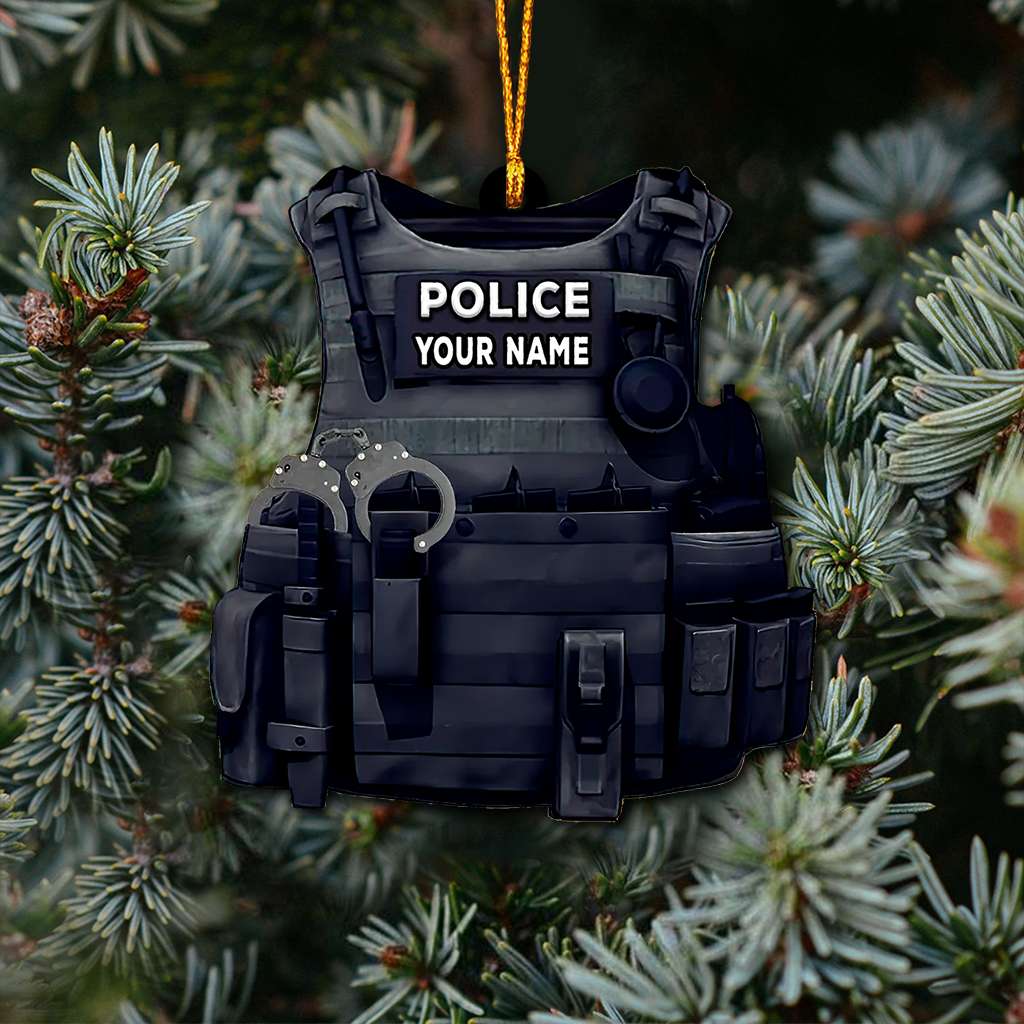 Police Bullet Proof Vest - Personalized Police Officer Ornament (Printed On Both Sides) 1022