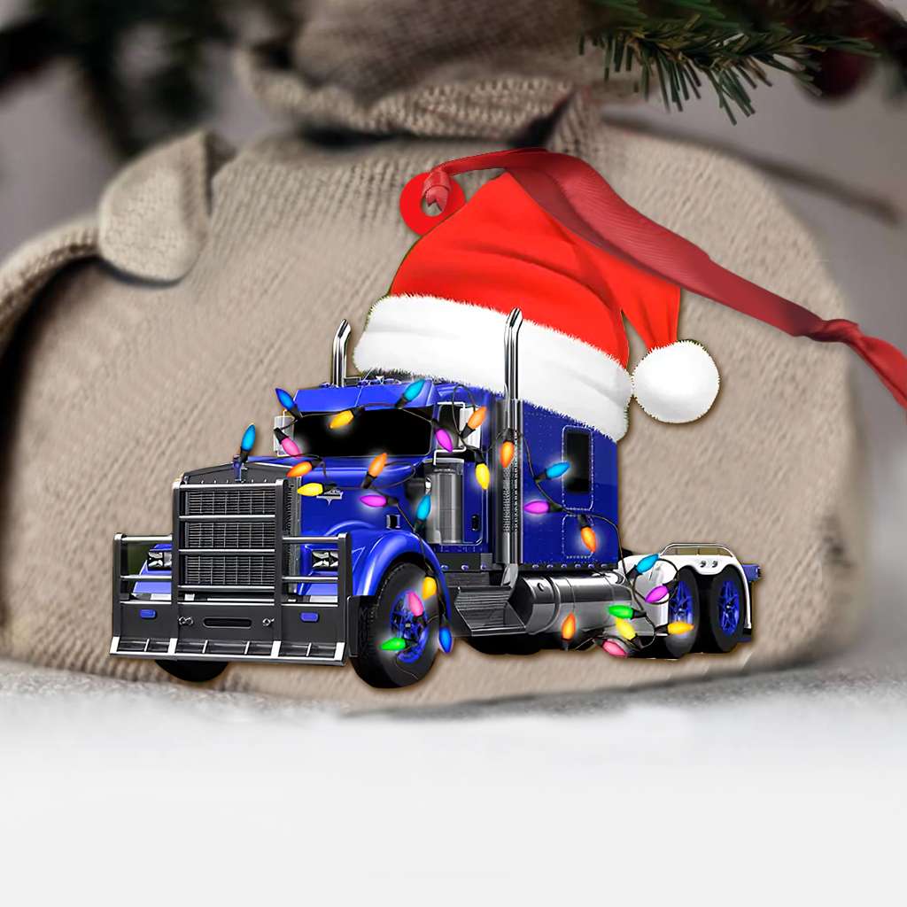 Truck Christmas Lights Trucker - Trucker Ornament (Printed On Both Sides) 1022