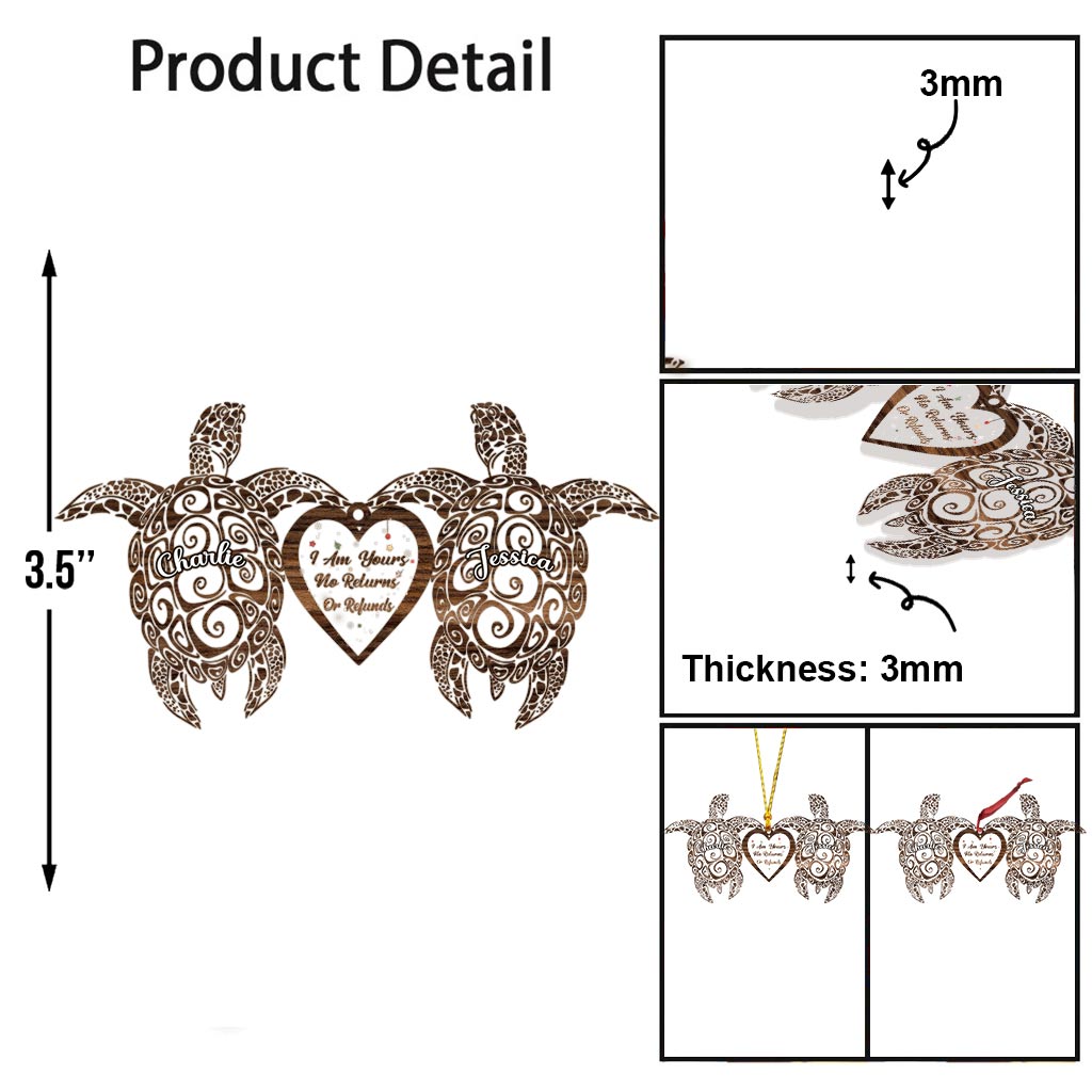 I'm Yours - Personalized Christmas Turtle Transparent Ornament