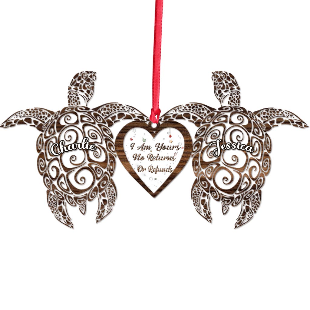 I'm Yours - Personalized Christmas Turtle Transparent Ornament