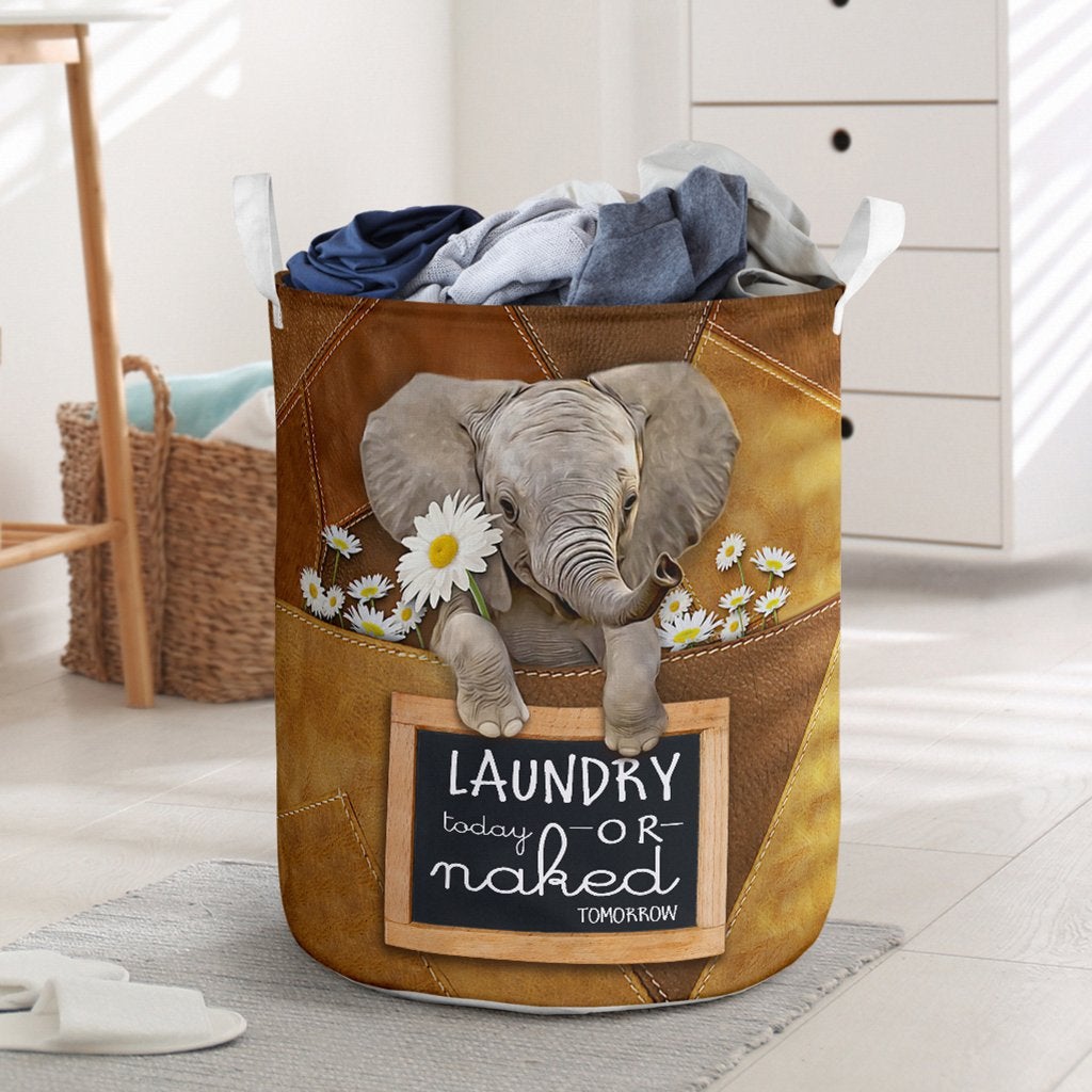 Laundry Today - Elephant Leather Pattern Print Laundry Basket