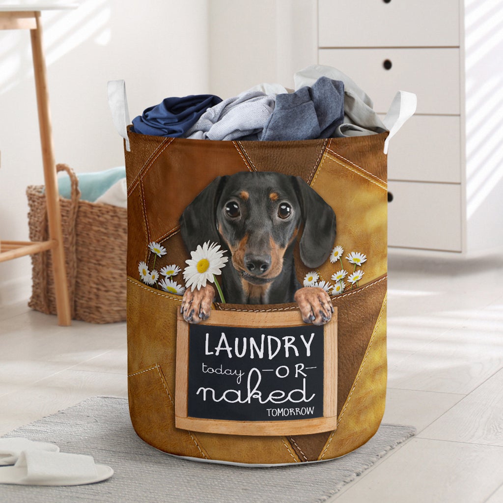 Laundry Today - Dachshund Leather Pattern Print Laundry Basket