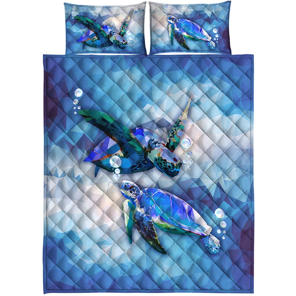 Salty Lil' Beach - Turtle Quilt Bed Set