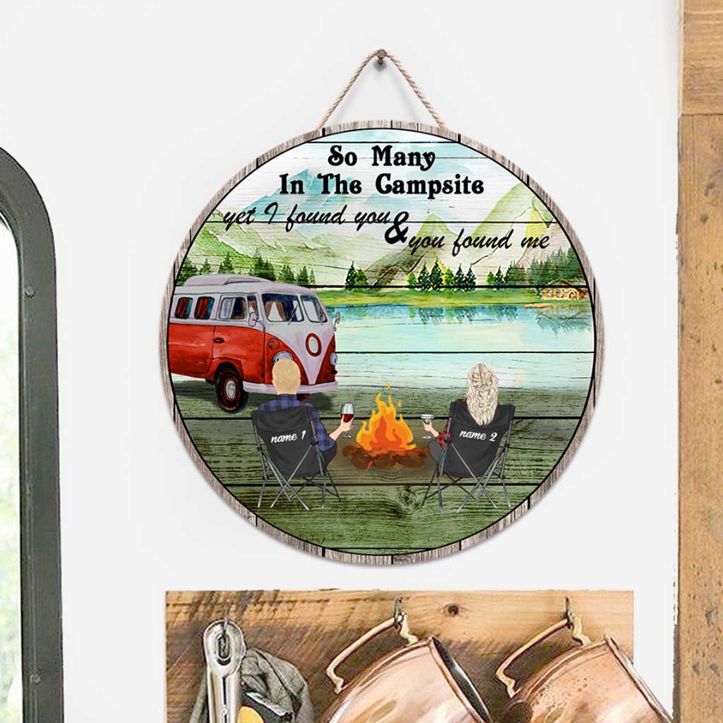 So Many In The Campsite Personalized Round Wood Sign
