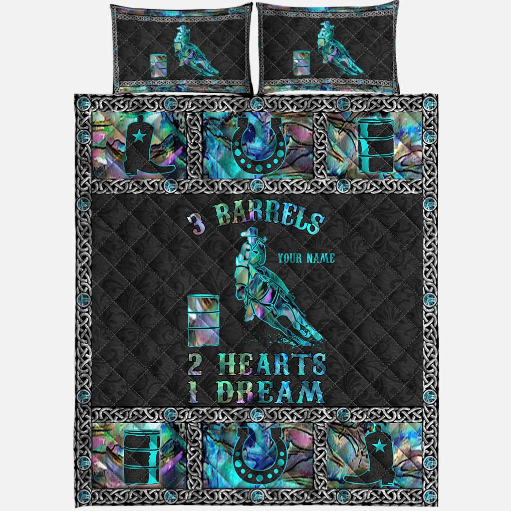 3 Barrels 2 Hearts 1 Dream - Personalized Horse Quilt Set