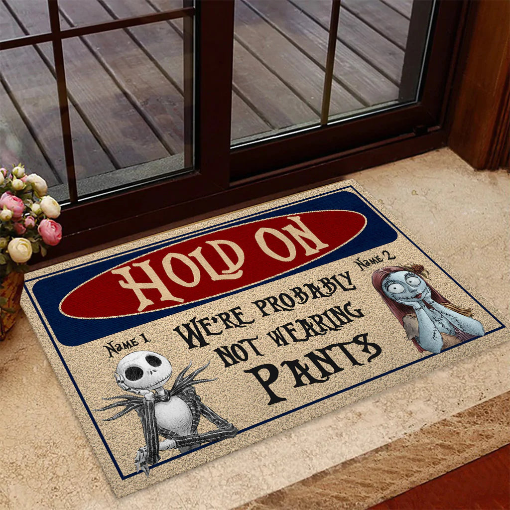 Hold On - Personalized Couple Nightmare Doormat