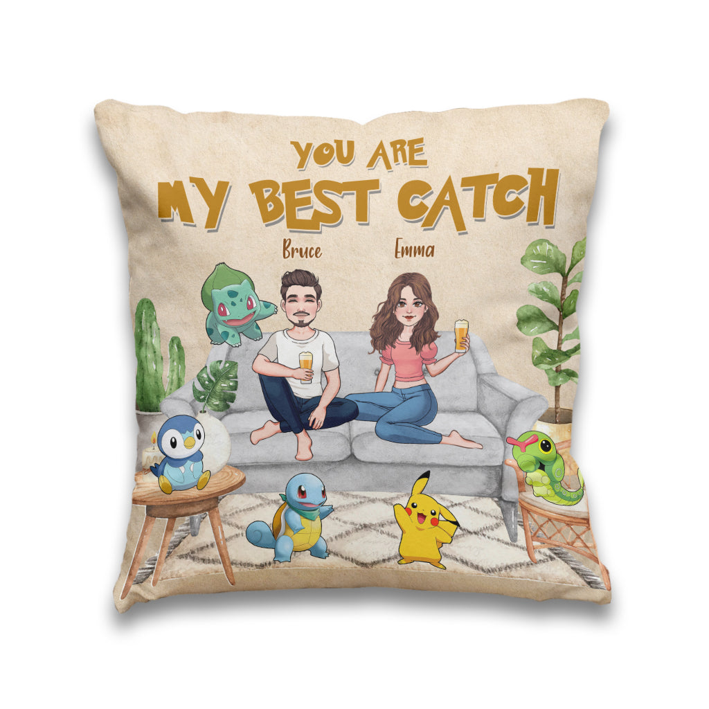 You Are My Best Catch - Personalized Monster Trainer Throw Pillow