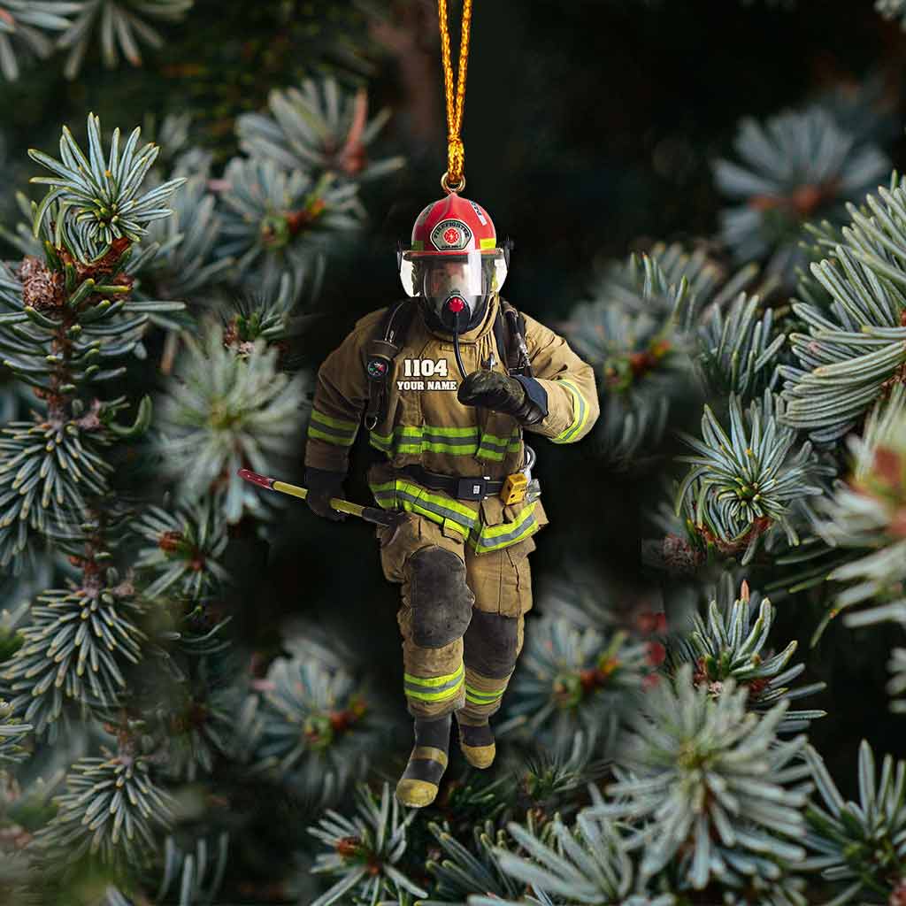Merry Christmas - Personalized Firefighter Ornament (Printed On Both Sides)