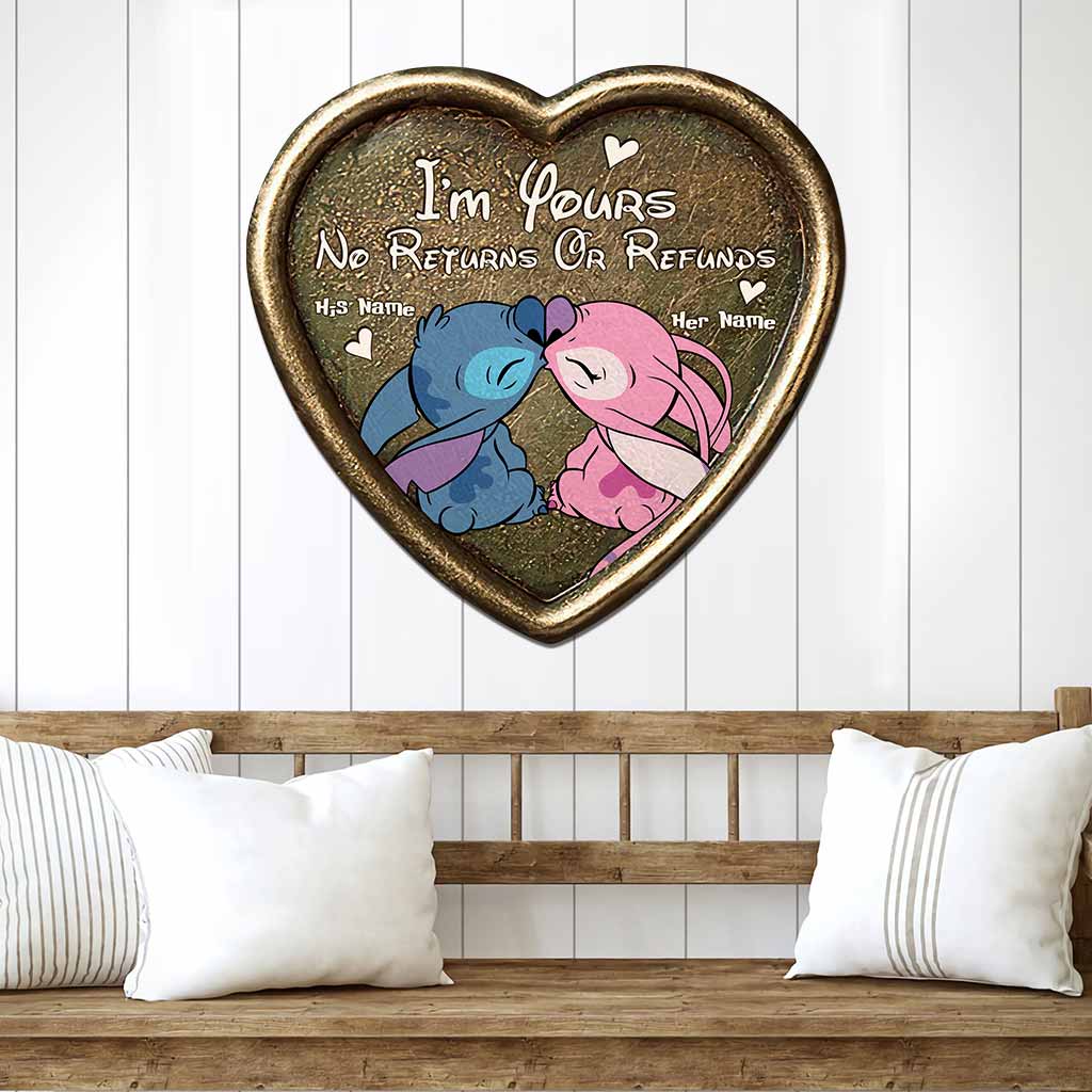 I'm Yours No Returns Or Refunds - Personalized Couple Ohana Cut Metal Sign With 3D Pattern Print