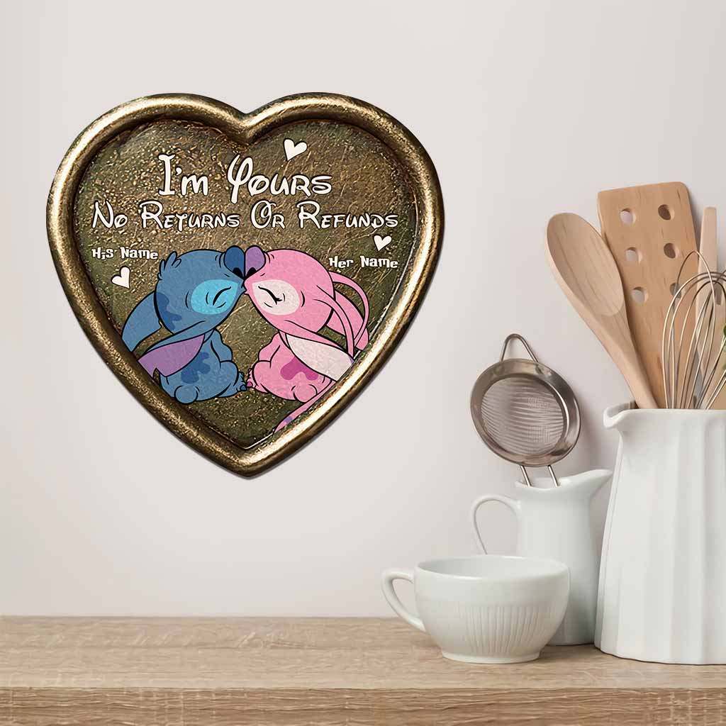 I'm Yours No Returns Or Refunds - Personalized Couple Ohana Cut Metal Sign With 3D Pattern Print