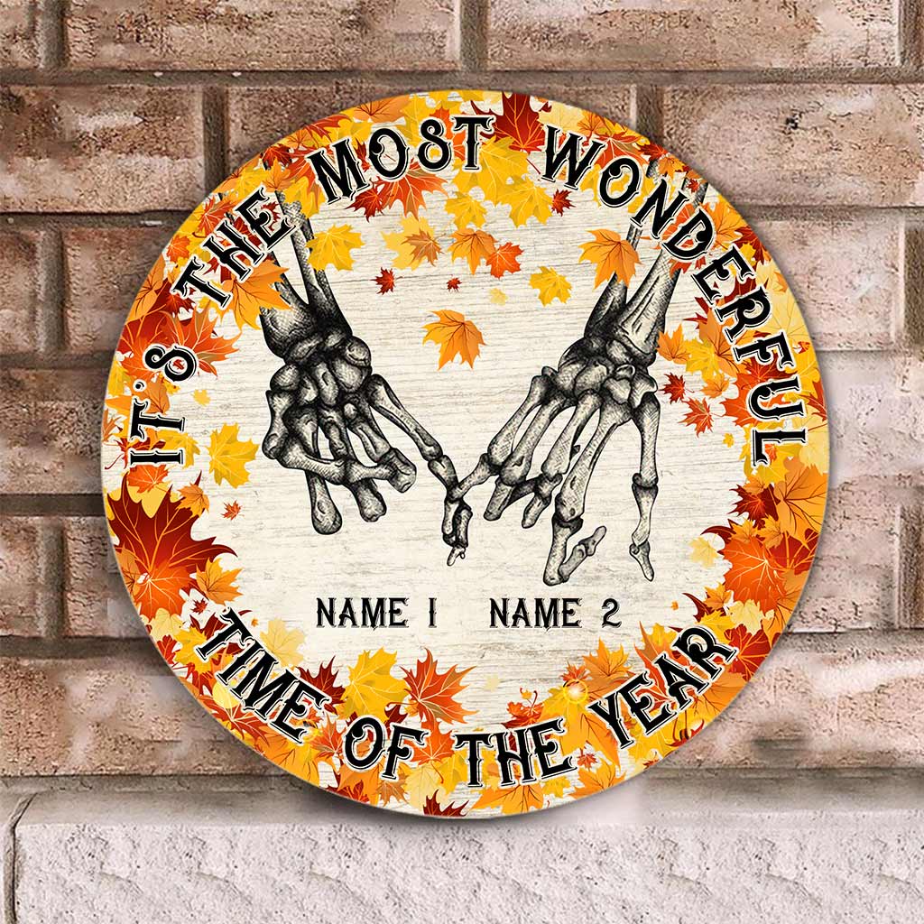 It's The Most Wonderful - Skull Personalized Round Wood Sign