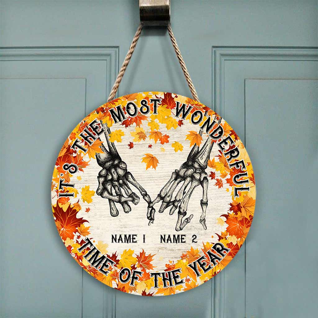 It's The Most Wonderful - Skull Personalized Round Wood Sign