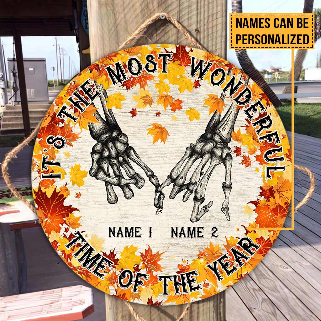 It's The Most Wonderful - Skull Personalized Round Wood Sign