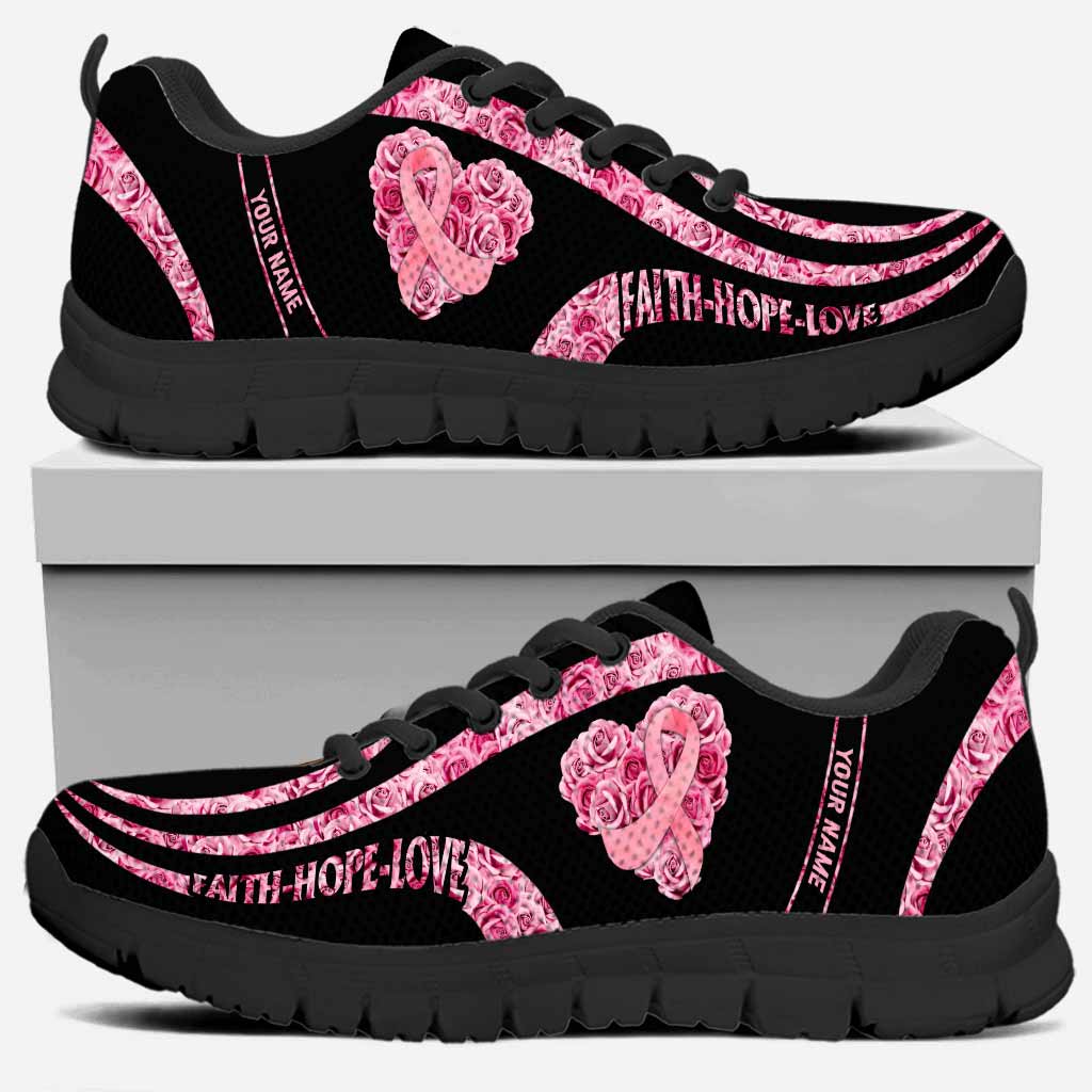 Faith Hope Love - Breast Cancer Awareness Personalized Sneakers