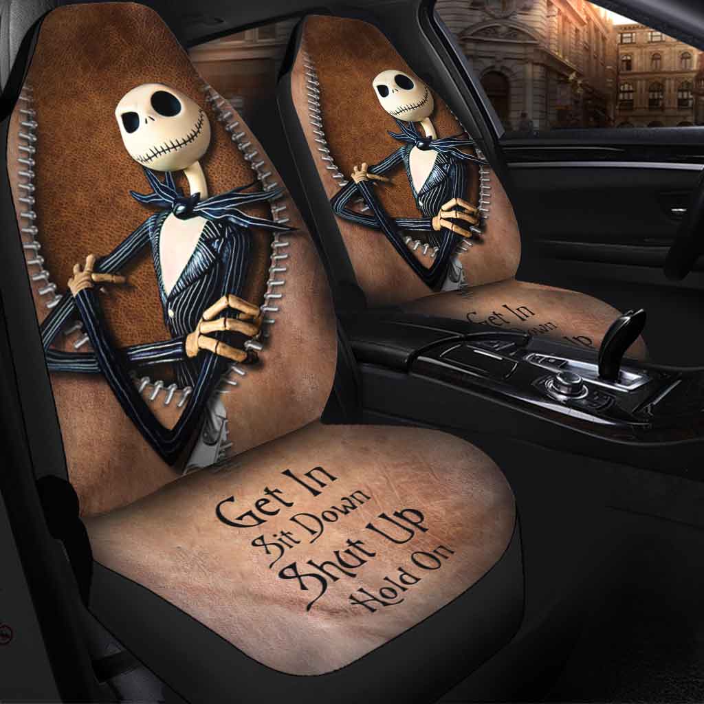 Get In Sit Down Shut Up Hold On - Nightmare Seat Covers With Leather Pattern Print