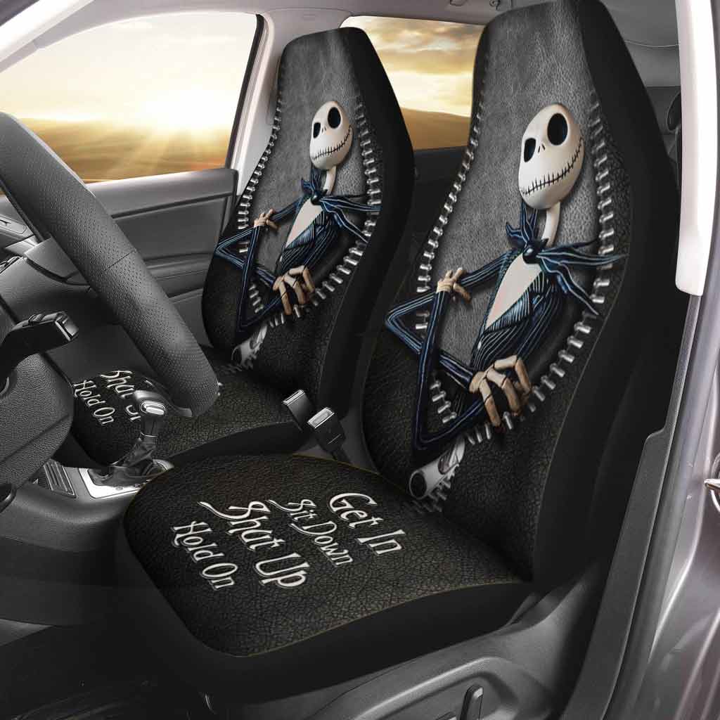 Get In Sit Down Shut Up Hold On - Nightmare Seat Covers With Leather Pattern Print