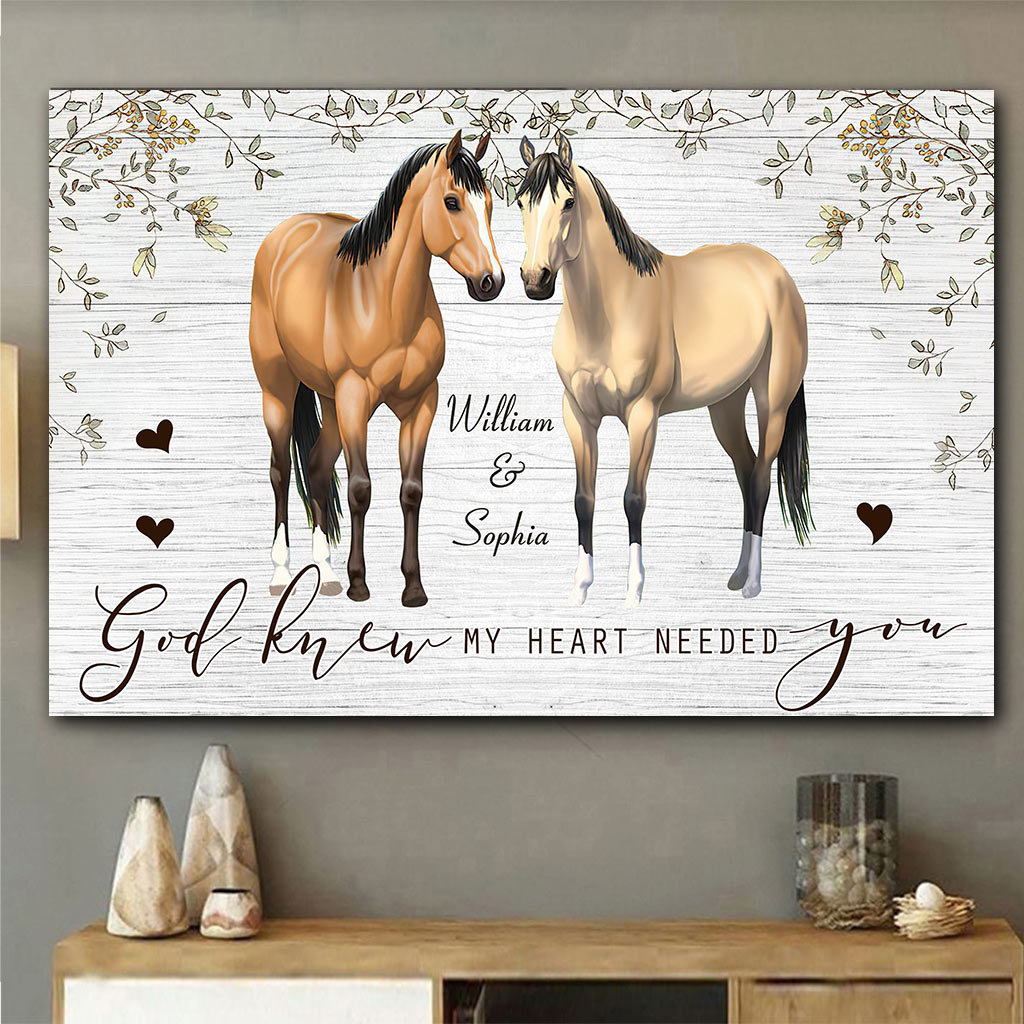 God Knew My Heart - Personalized Couple Horse Canvas And Poster