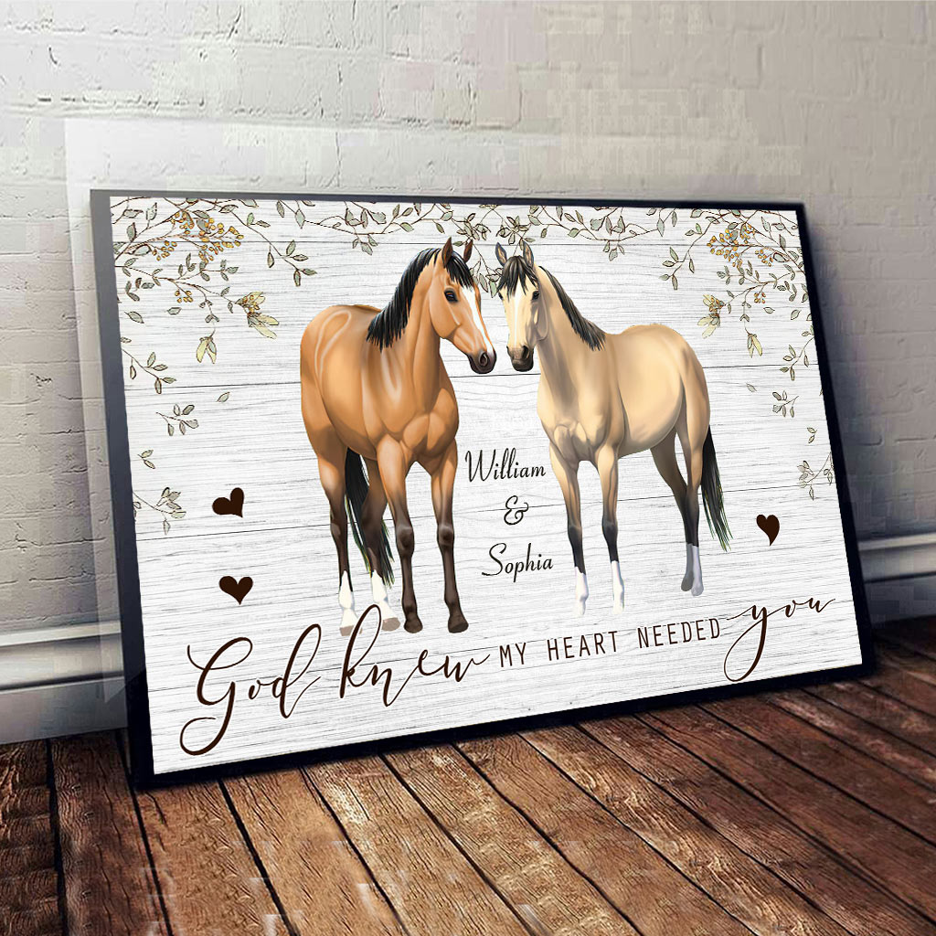 God Knew My Heart - Personalized Couple Horse Canvas And Poster