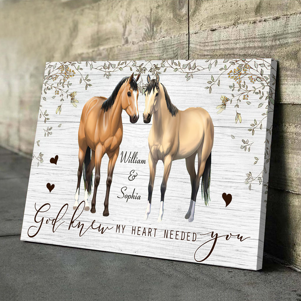 God Knew My Heart - Personalized Couple Horse Canvas And Poster