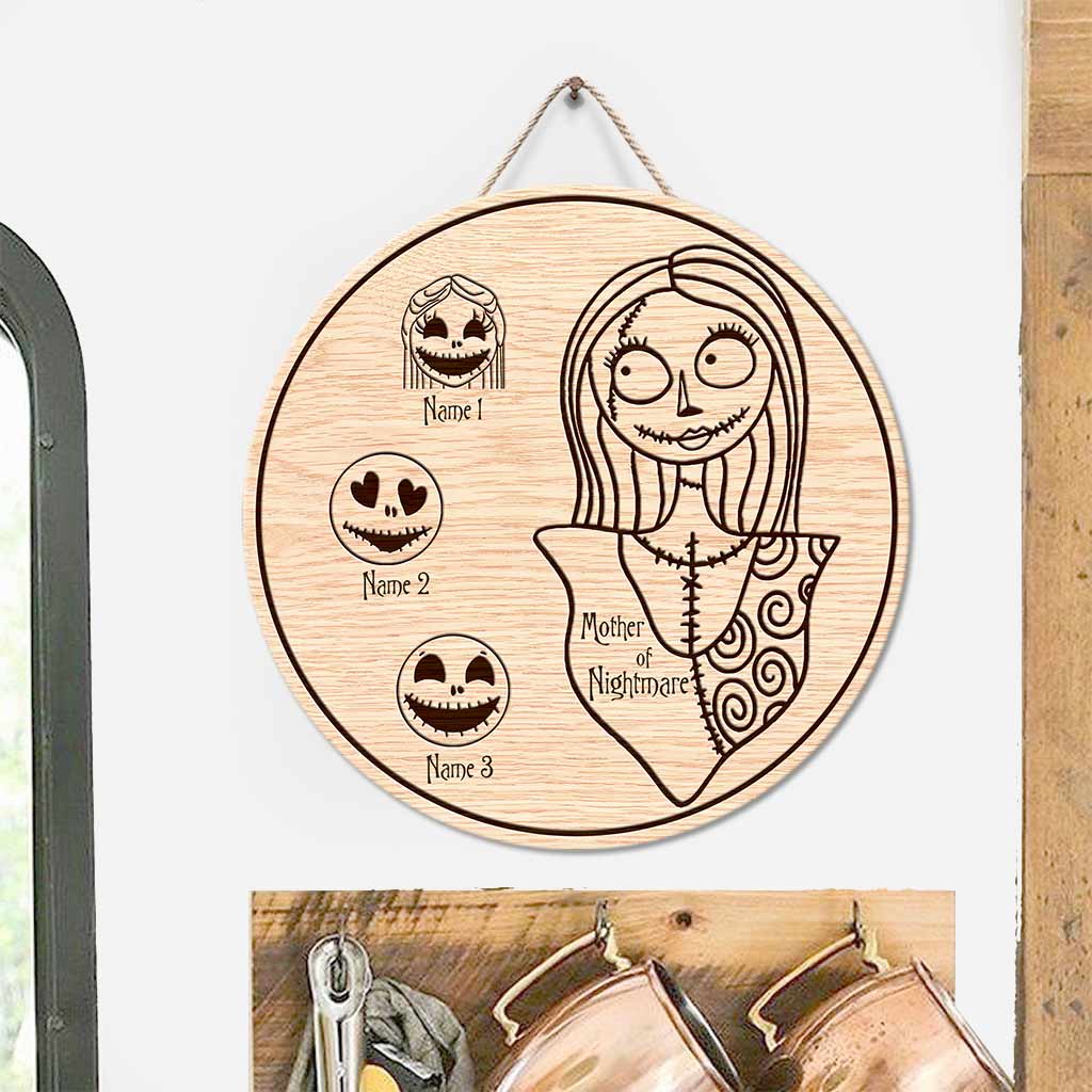 Mother Of Nightmare - Personalized Mother's Day Round Wood Sign With 3D Pattern Print