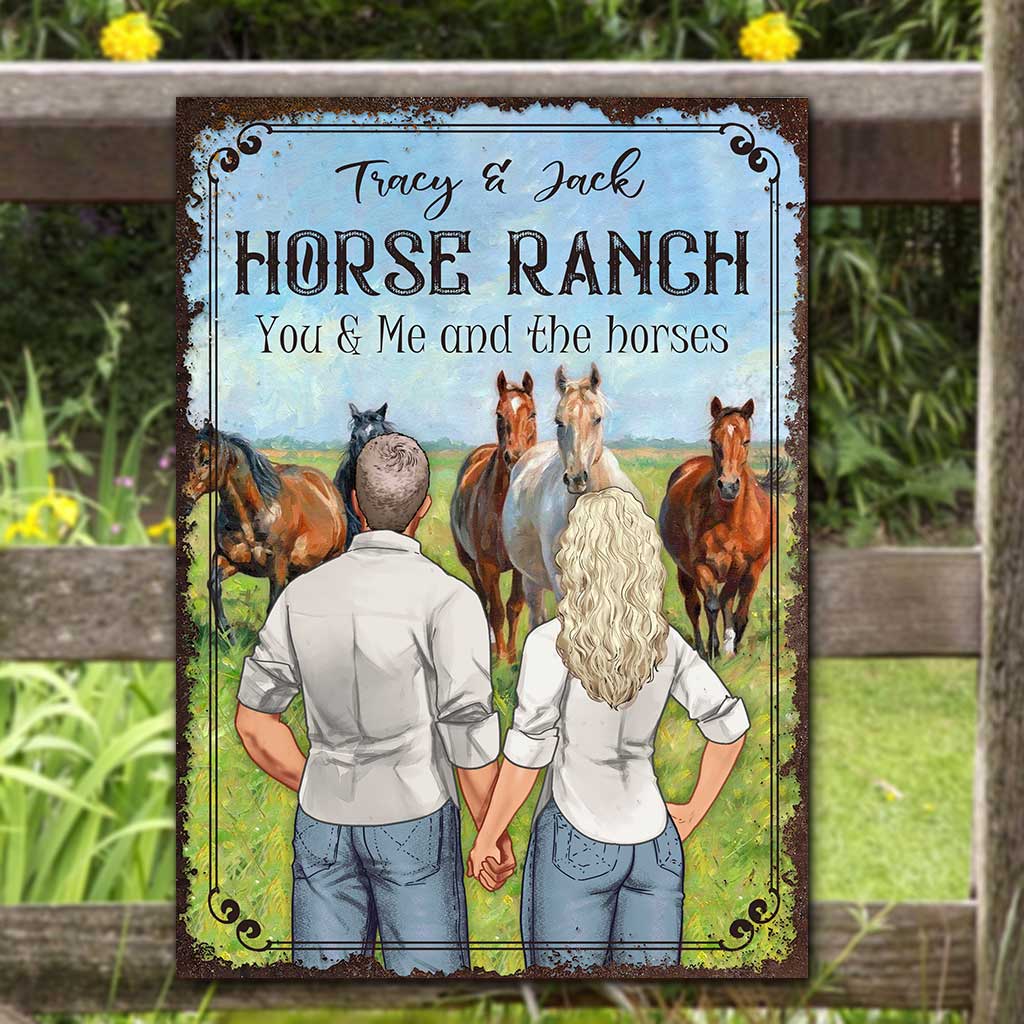 You And Me And The Horses - Personalized Horse Rectangle Metal Sign