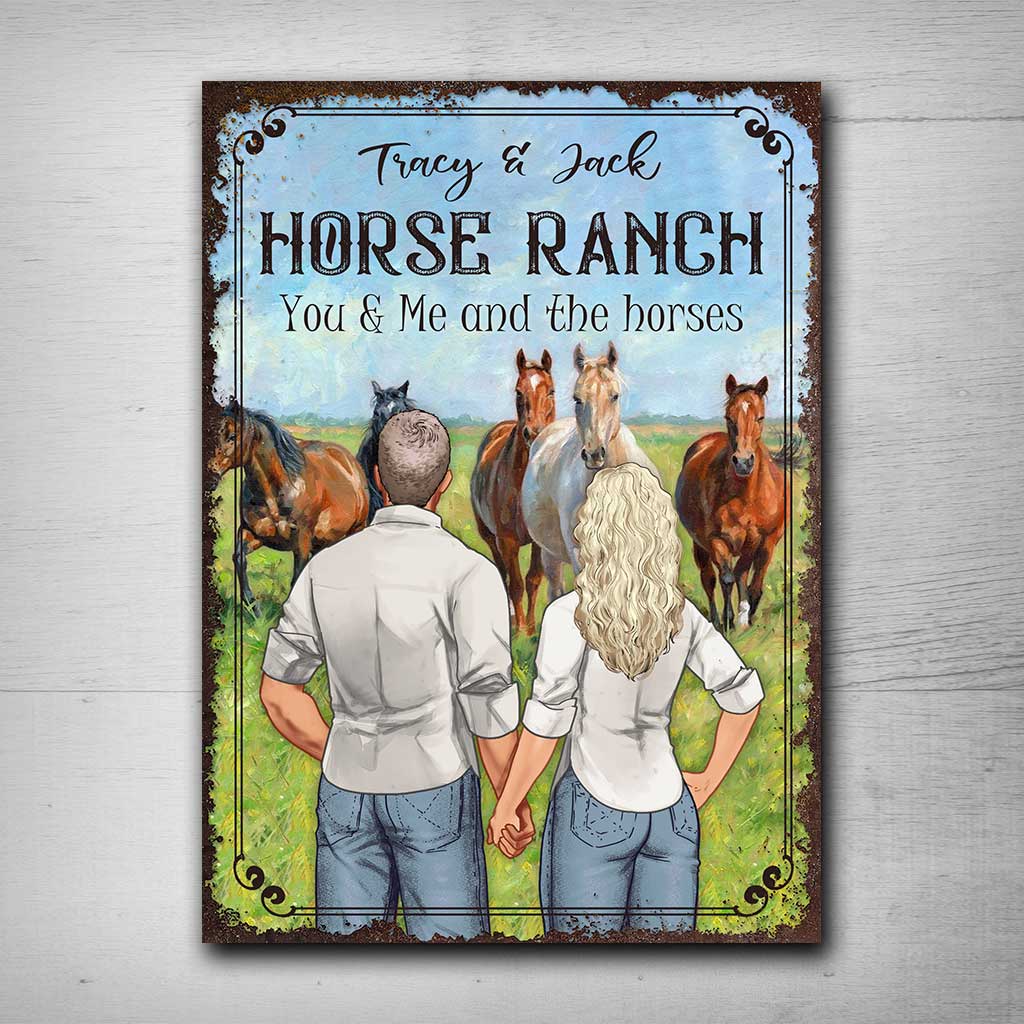 You And Me And The Horses - Personalized Horse Rectangle Metal Sign