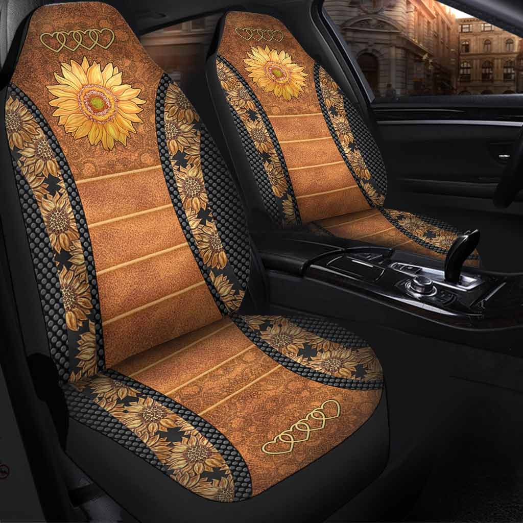 Sunflower Leather Pattern Print Seat Covers