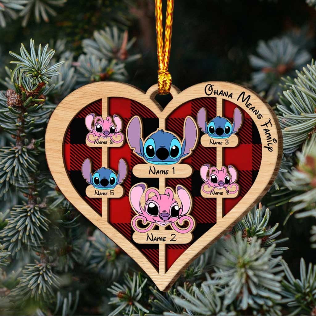 Ohana Means Family - Personalized Christmas Layered Wood Ornament