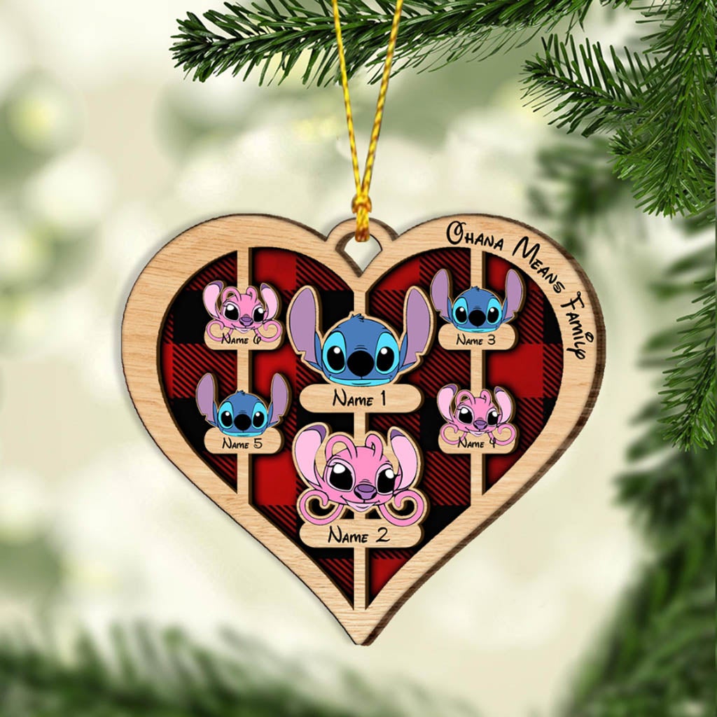 Ohana Means Family - Personalized Christmas Layered Wood Ornament