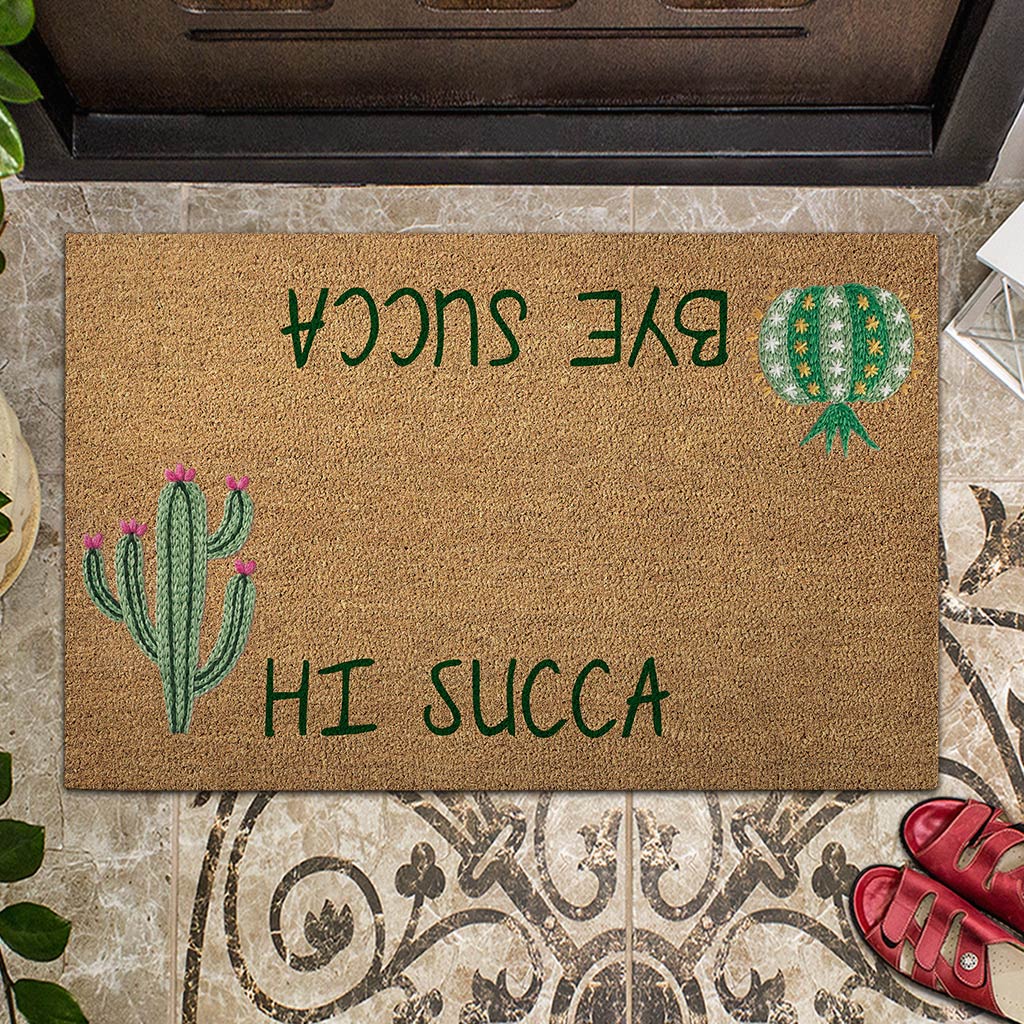 Hi Succa - Cactus Coir Pattern Print Doormat