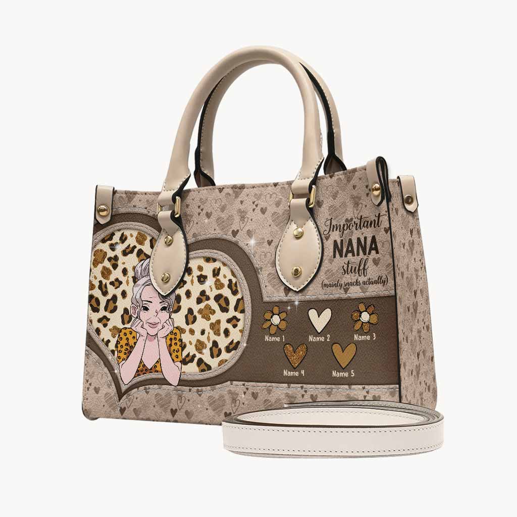 Important Nana Stuff - Personalized Mother's Day Leather Handbag