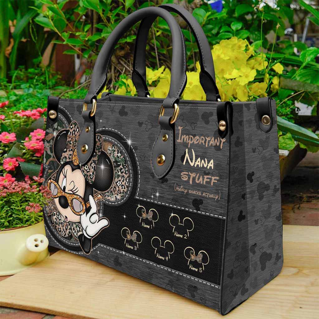 Important Nana Stuff - Personalized Mother's Day Grandma Leather Handbag