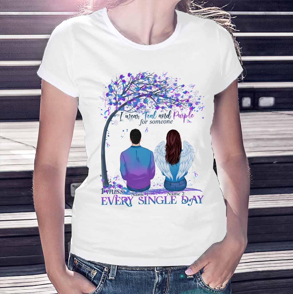 I Wear Teal And Purple - Suicide Prevention Personalized T-shirt And Hoodie
