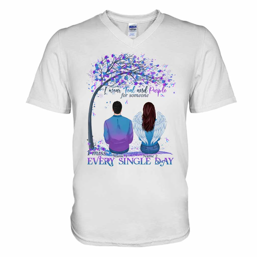 I Wear Teal And Purple - Suicide Prevention Personalized T-shirt And Hoodie