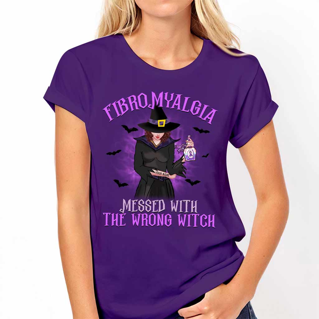 Fibromyalgia Messed With The Wrong Witch - Fibromyalgia Awareness Personalized T-shirt And Hoodie