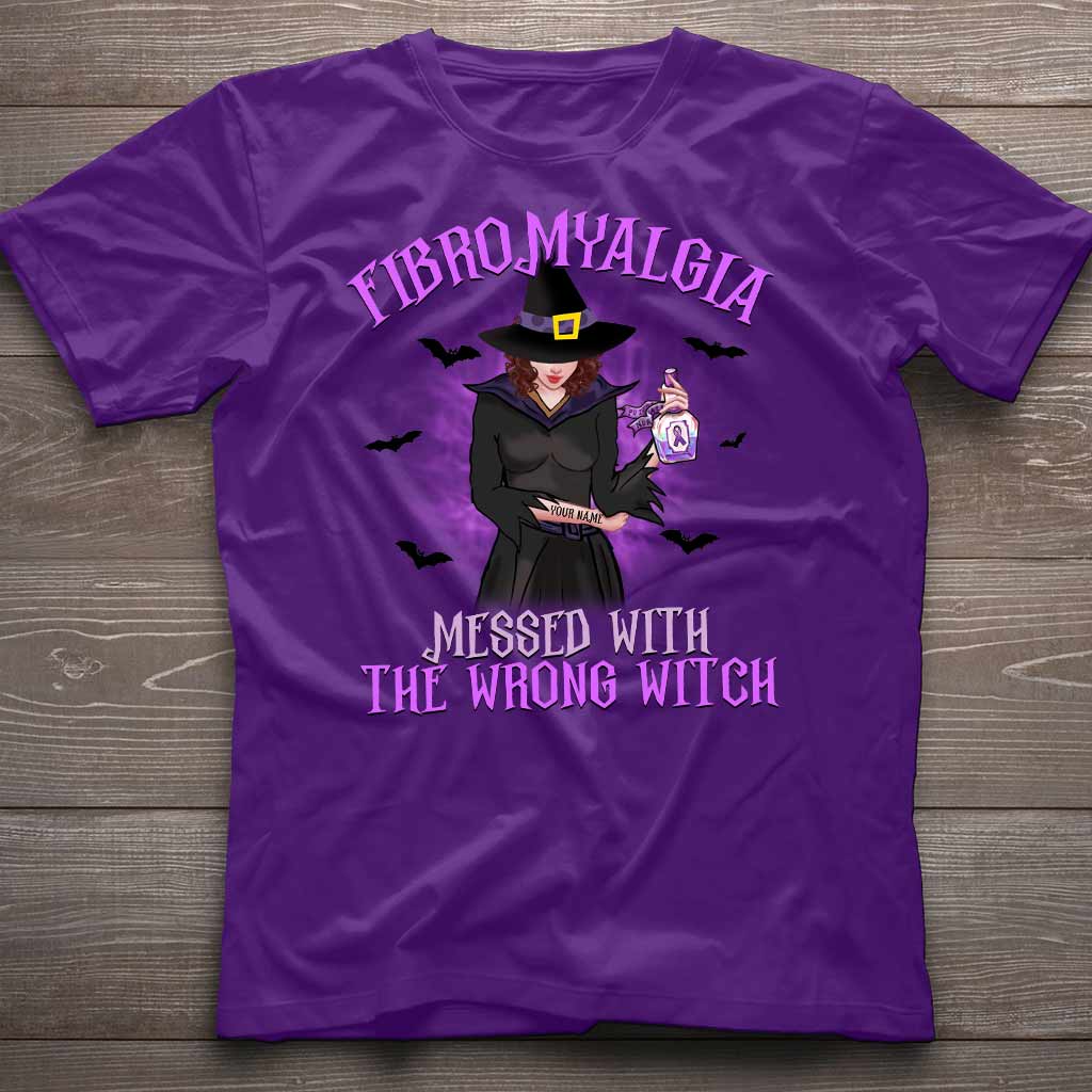 Fibromyalgia Messed With The Wrong Witch - Fibromyalgia Awareness Personalized T-shirt And Hoodie