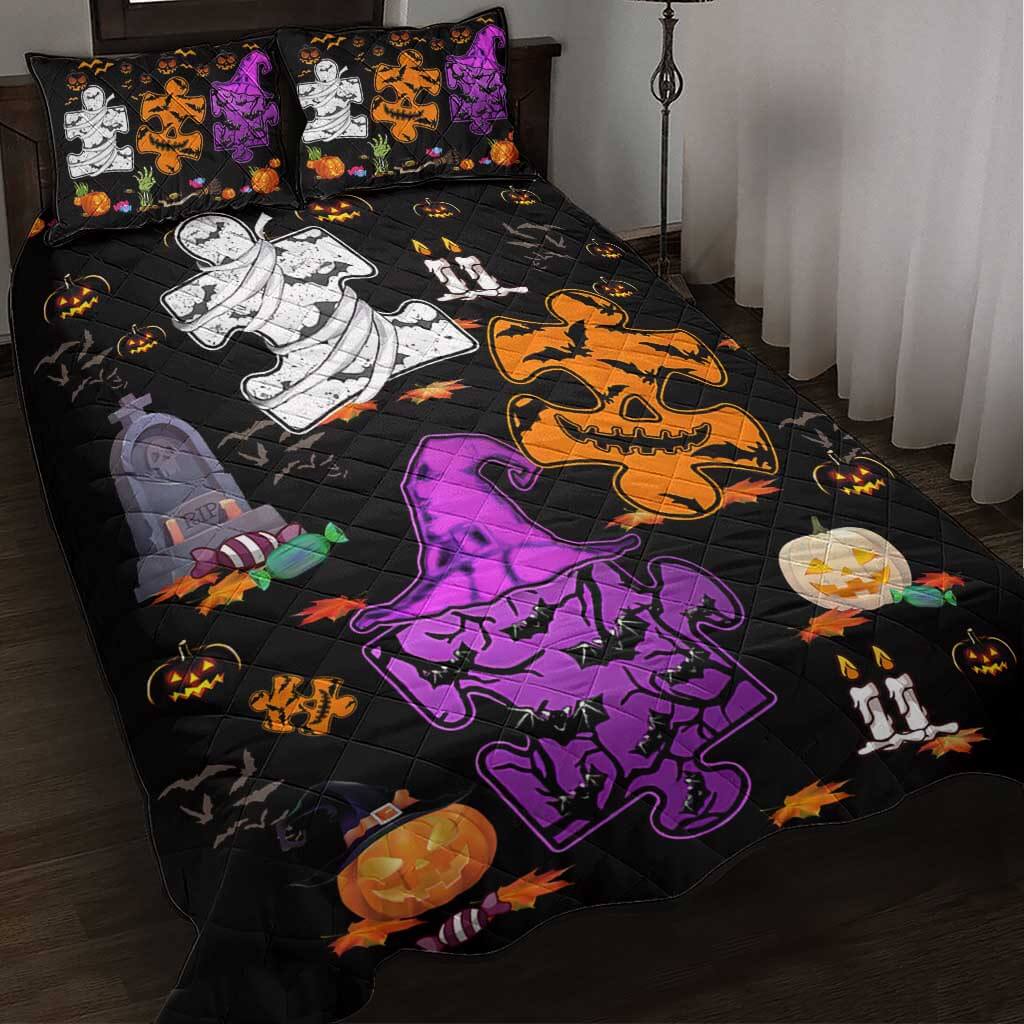 Happy Halloween - Autism Awareness Quilt Bed Set