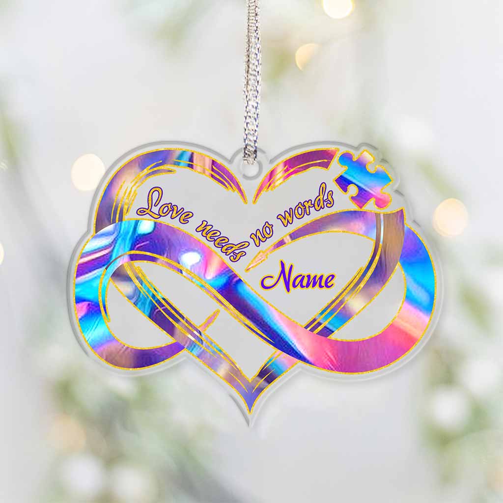 Love Needs No Words - Personalized Autism Awareness Transparent Ornament