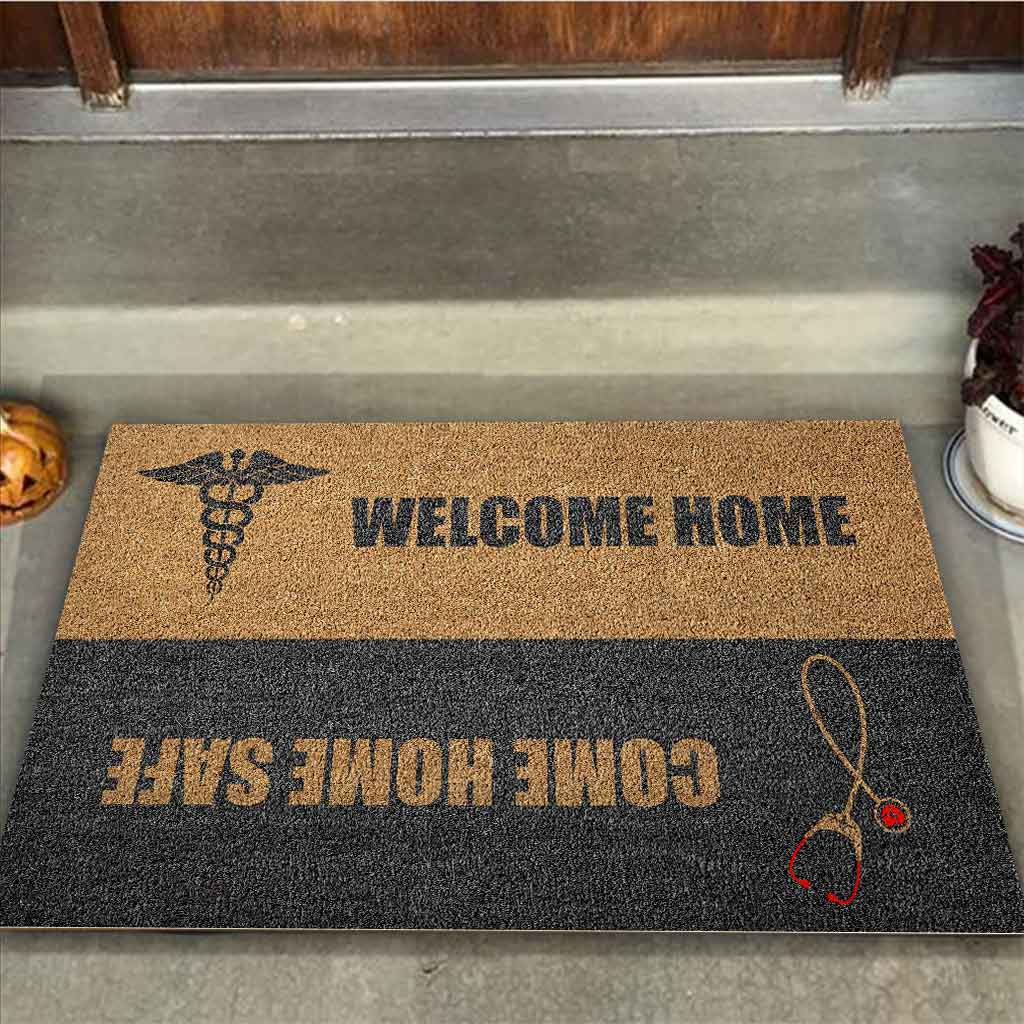 Come Home Safe - Nurse Coir Pattern Print Doormat
