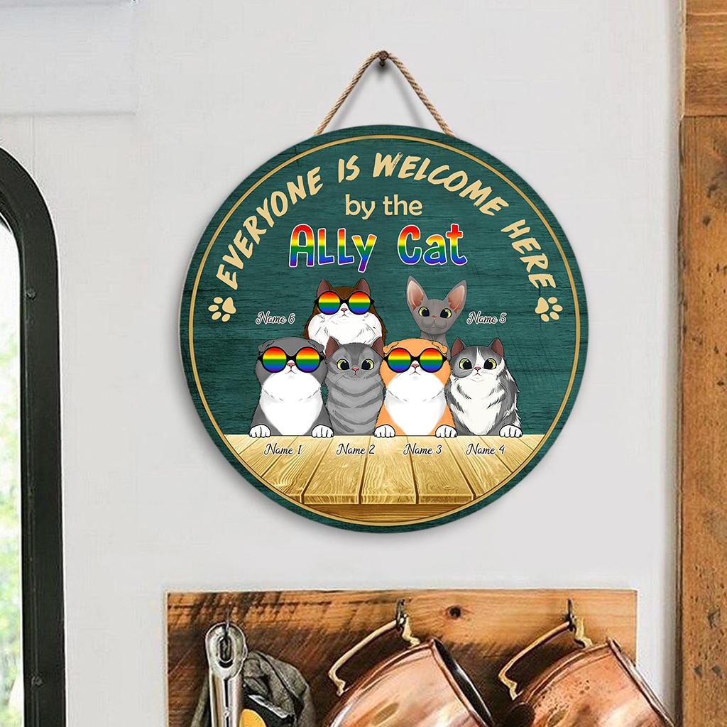 10 Round Wooden Sign: Vintage Scaredy Cats Welcome [AP7301