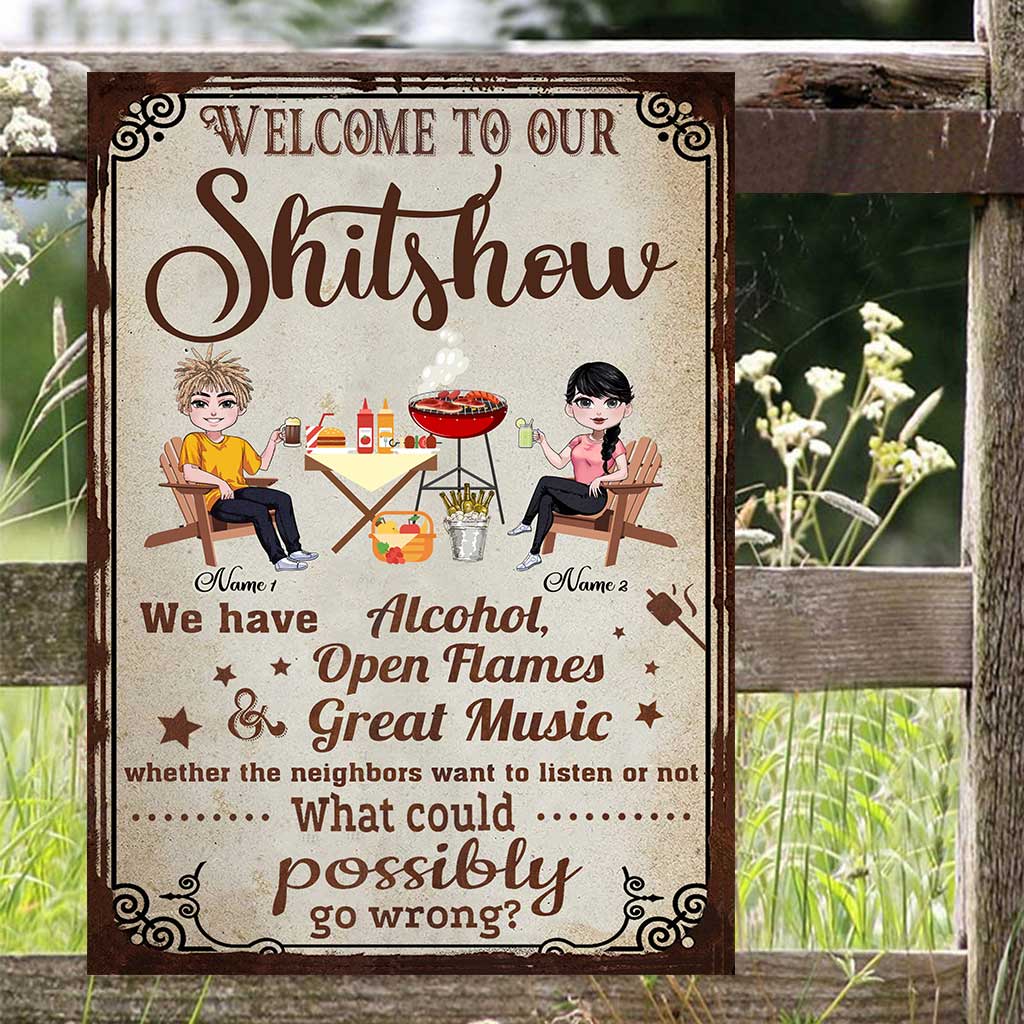 Welcome - Personalized Backyard Rectangle Metal Sign