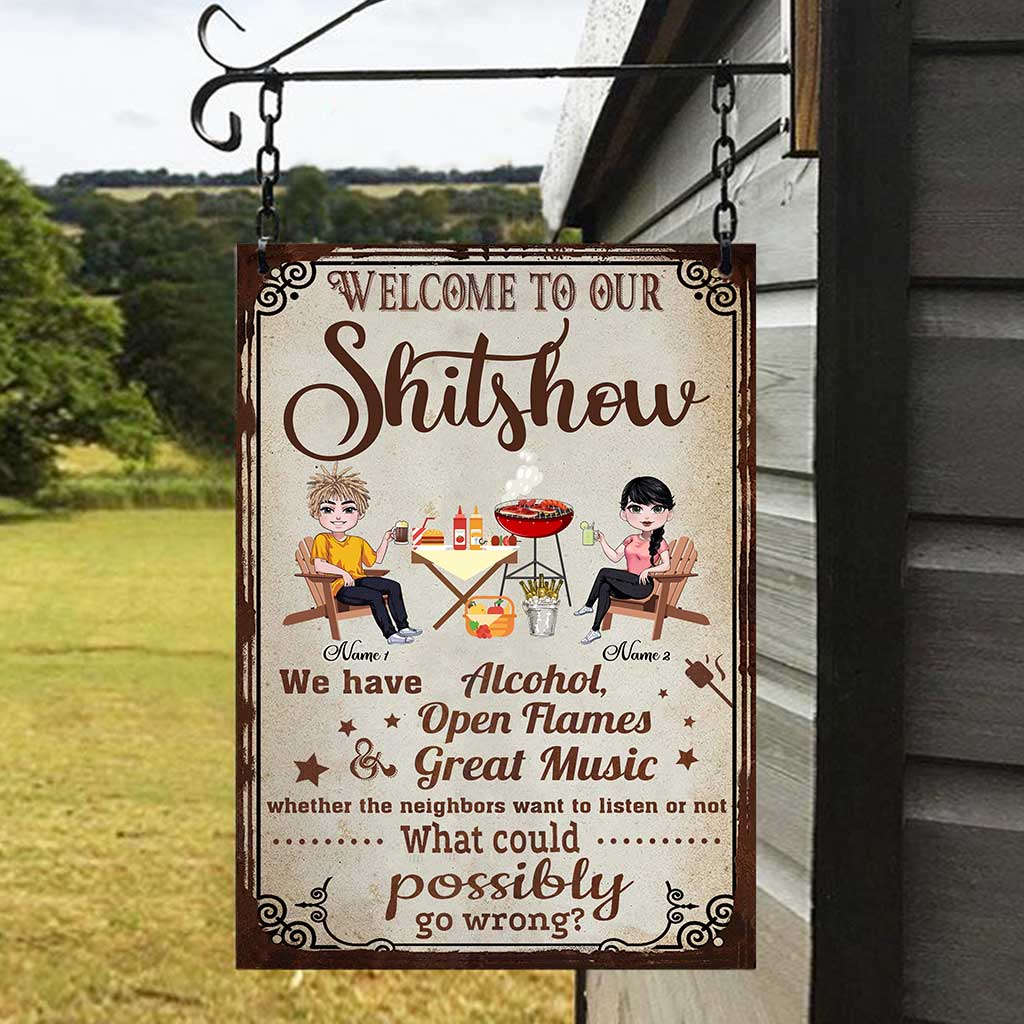 Welcome - Personalized Backyard Rectangle Metal Sign